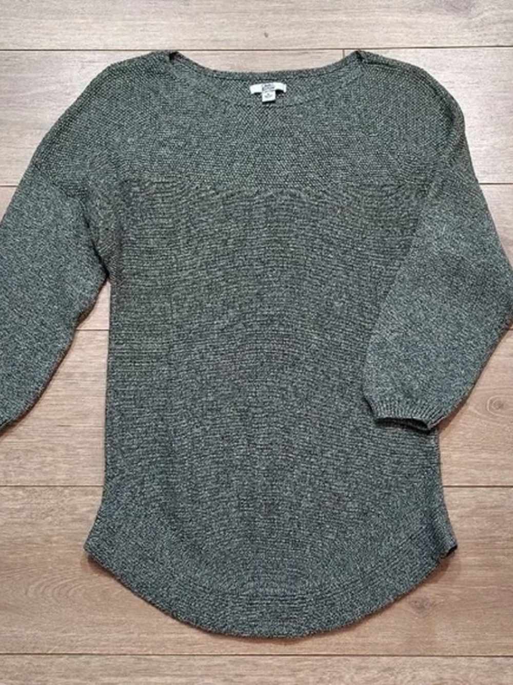 Croft & Barrow Olive Tone Scoop Neck Knit Pullover Quarter Sleeve Sweater/Size M